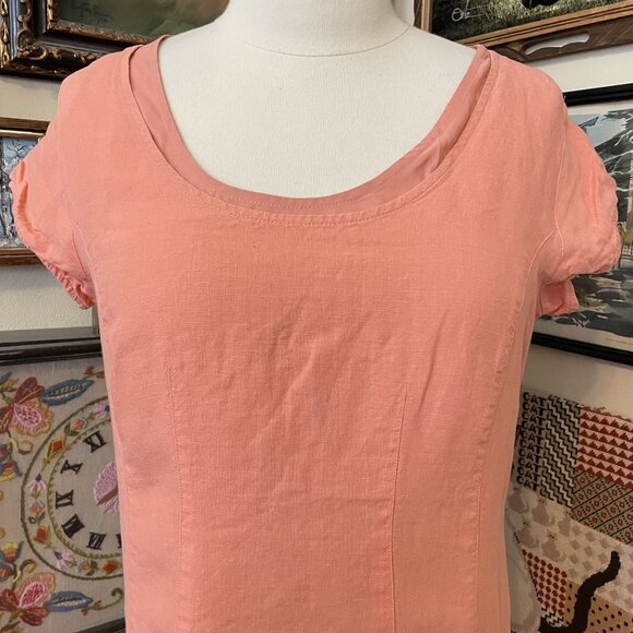 J.Jill Womens Peach Short Sleeve Scoop Neck Midi Dress with Lining Size 12 - Picture 2 of 8